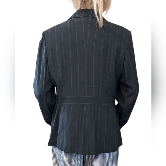 Cinzia Rocca Italian Wool Pinstripe Blazer Black Gray Women’s Size 12 - Picture 3 of 13